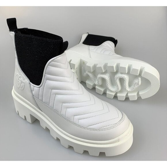 NIB Gucci Women matelassé Chelsea ankle boots in white size 36.5 - Picture 3 of 12